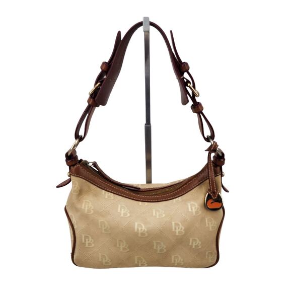 VTG Dooney & Bourke Monogram Canvas & Leather Signature Hobo Shoulder Bag Y2K - Picture 1 of 7